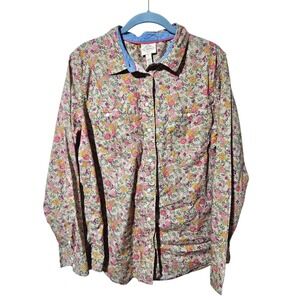 St Johns Bay Hook & Loop Closure Shirt Mens XL Floral Print All Over Long Sleeve